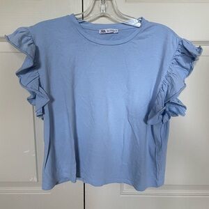 Zara top ruffle sleeve